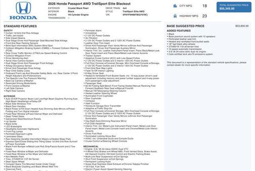 2026 Honda Passport AWD TrailSport Elite Blackout