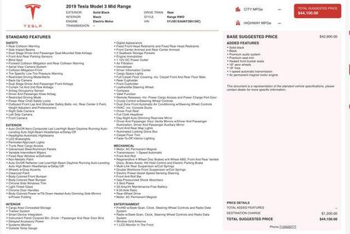 2019 Tesla Model 3 Standard Range Plus