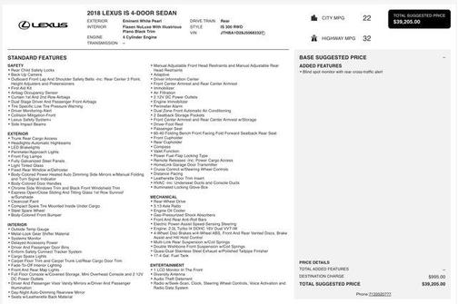 2018 Lexus IS 300 Base