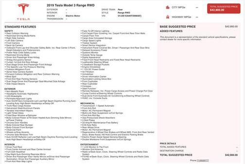 2019 Tesla Model 3 Standard Range Plus