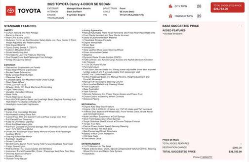 2020 Toyota Camry SE