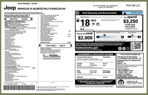 2018 Jeep Wrangler JK Unlimited Willys Wheeler W