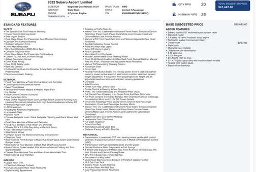 2022 Subaru Ascent Limited 7-Passenger