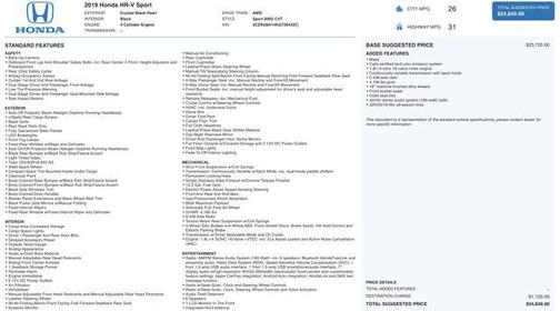 2019 Honda HR-V Sport