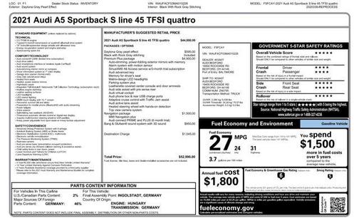 2021 Audi A5 Sportback 45 S Line Premium Plus