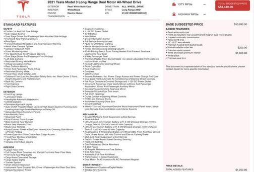 Pearl White Multi-Coat 2021 Tesla Model 3 Long Range