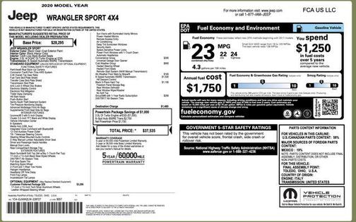 2020 Jeep Wrangler Sport S