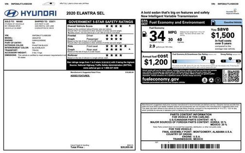 2020 Hyundai ELANTRA SEL