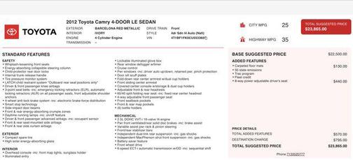 2012 Toyota Camry LE