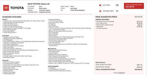 2019 Toyota Camry LE