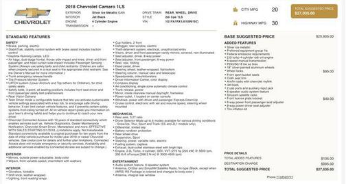 2018 Chevrolet Camaro 1LS