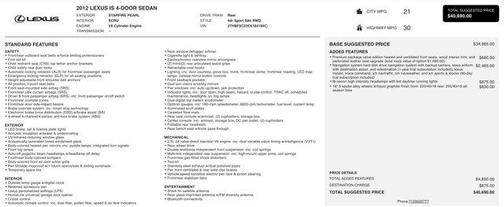 2012 Lexus IS 250 Base