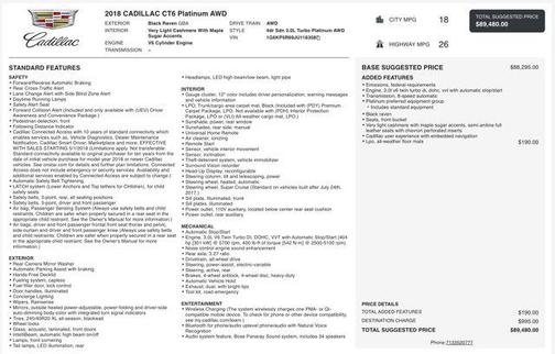 2018 Cadillac CT6 3.0L Twin Turbo Platinum