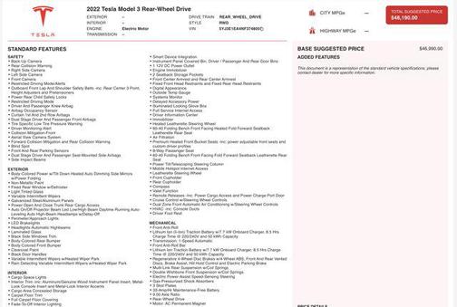 2022 Tesla Model 3 Standard Range