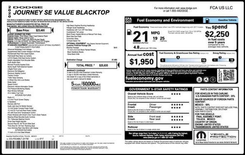 2020 Dodge Journey SE Value