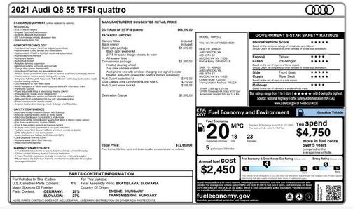 White 2021 Audi Q8 55 Premium