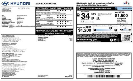 2020 Hyundai ELANTRA SEL