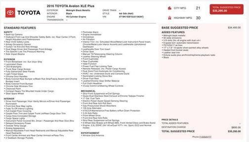 2016 Toyota Avalon XLE Plus