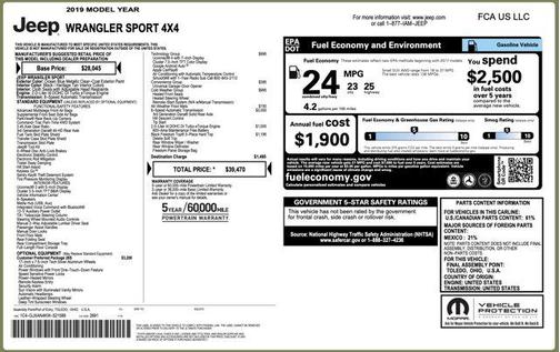 2019 Jeep Wrangler Sport S