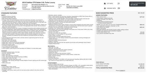 2018 Cadillac CTS 2.0L Turbo Luxury