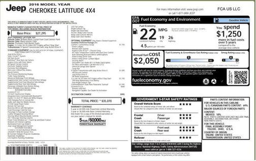 Brilliant Black Crystal Pearlcoat 2016 Jeep Cherokee Latitude