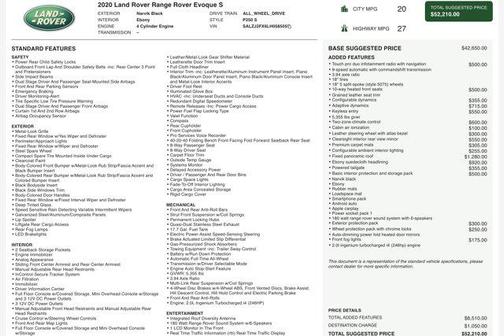 2020 Land Rover Range Rover Evoque S