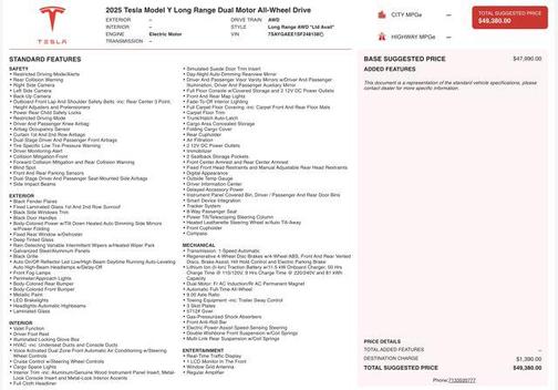 2025 Tesla Model Y Long Range Dual Motor All-Wheel Drive