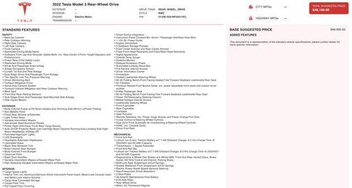 2022 Tesla Model 3 Standard Range