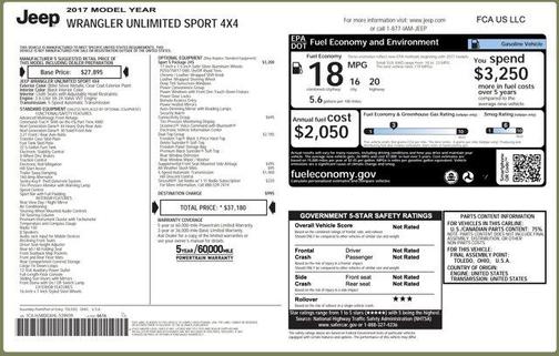 2017 Jeep Wrangler Unlimited Sport
