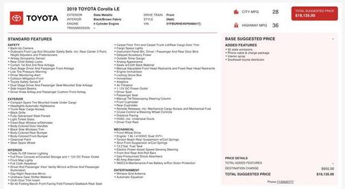 2019 Toyota Corolla LE