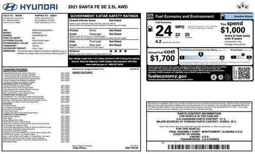 Portofino Gray 2021 Hyundai SANTA FE SE