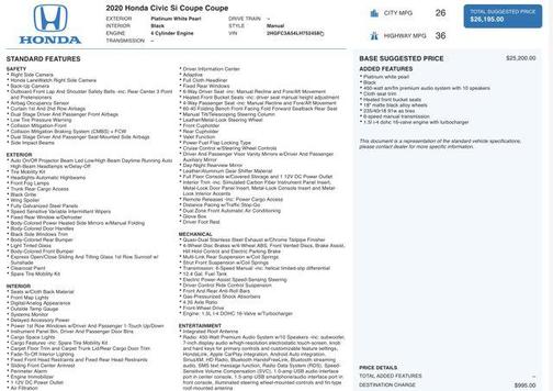 2020 Honda Civic Si Base