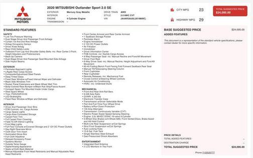 2020 Mitsubishi Outlander Sport SE