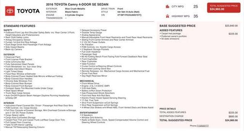 2016 Toyota Camry SE