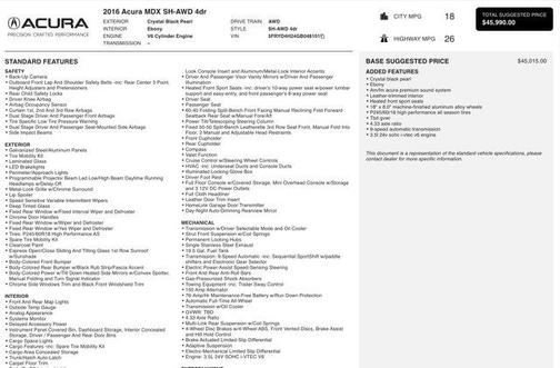 2016 Acura MDX 3.5L AcuraWatch Plus Package