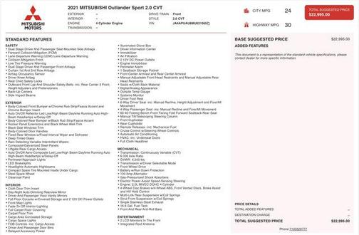 2021 Mitsubishi Outlander Sport 2.0 ES