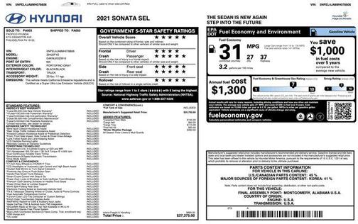 2021 Hyundai SONATA SEL