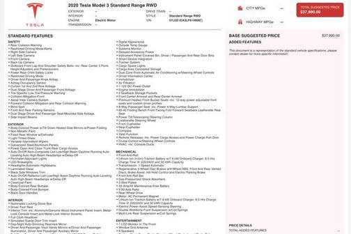 2020 Tesla Model 3 Standard Range Plus