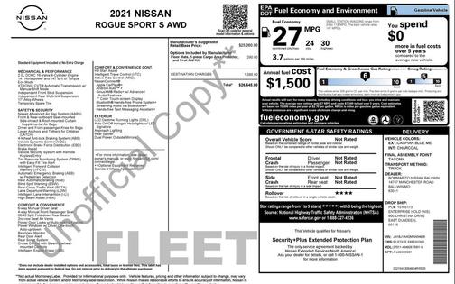 Caspian Blue Metallic 2021 Nissan Rogue Sport S