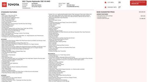 2021 Toyota Highlander XSE