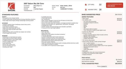 2007 Saturn Sky 2dr Conv