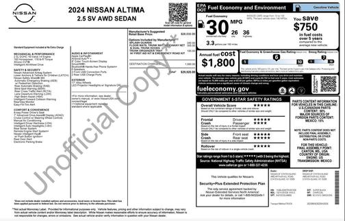 Super Black 2024 Nissan Altima 2.5 SV