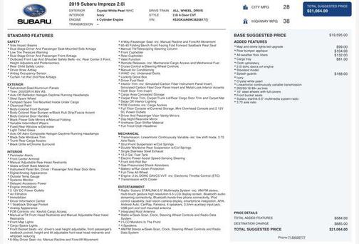 2019 Subaru Impreza 2.0i