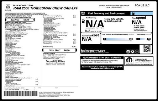 2019 RAM 2500 Tradesman Crew Cab 4x4 6'4' Box