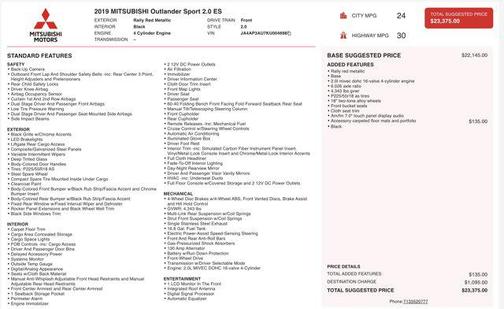 2019 Mitsubishi Outlander Sport 2.0 ES