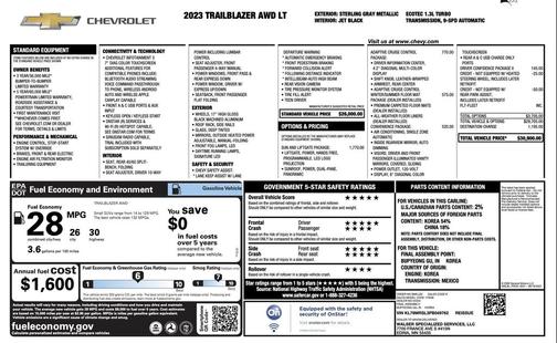 Sterling Gray Metallic 2023 Chevrolet Trailblazer LT