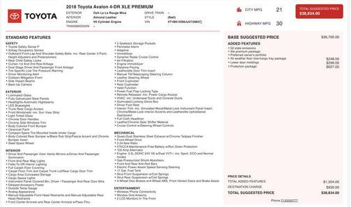 2018 Toyota Avalon XLE Premium