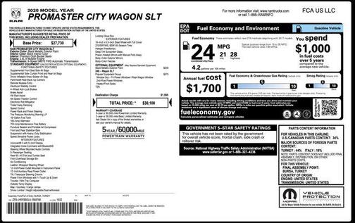 Black Metallic 2020 RAM ProMaster City SLT