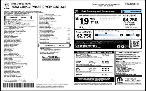 Granite Crystal Metallic Clearcoat 2025 RAM 1500 Laramie