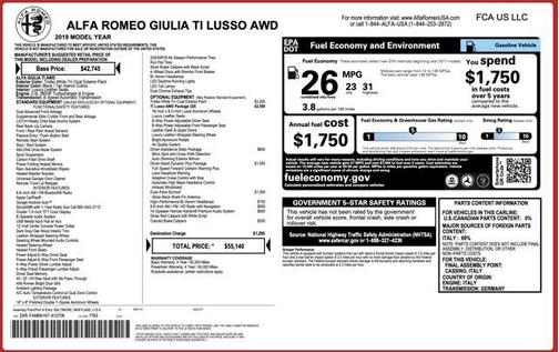 2019 Alfa Romeo Giulia Ti Lusso